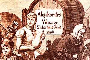 In Hamburg wird bei der Cholera-Epidemie 1892 abgekochtes Wasser verteilt